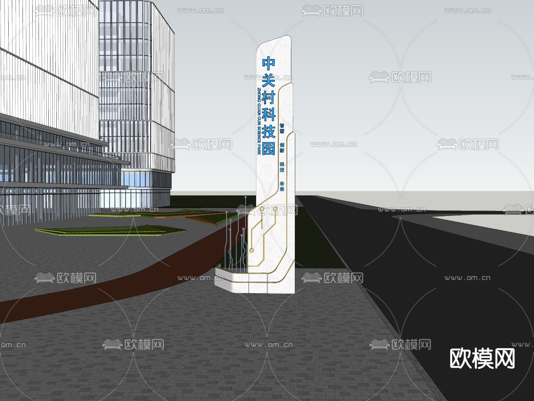现代精神堡垒su模型