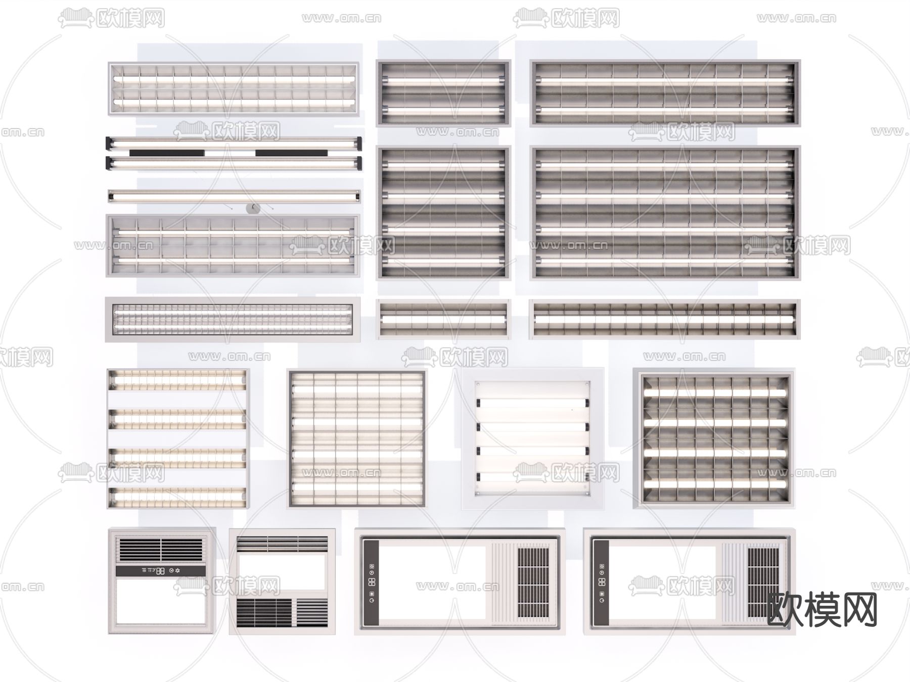 吊顶内嵌灯管su模型下载（渲染图1）