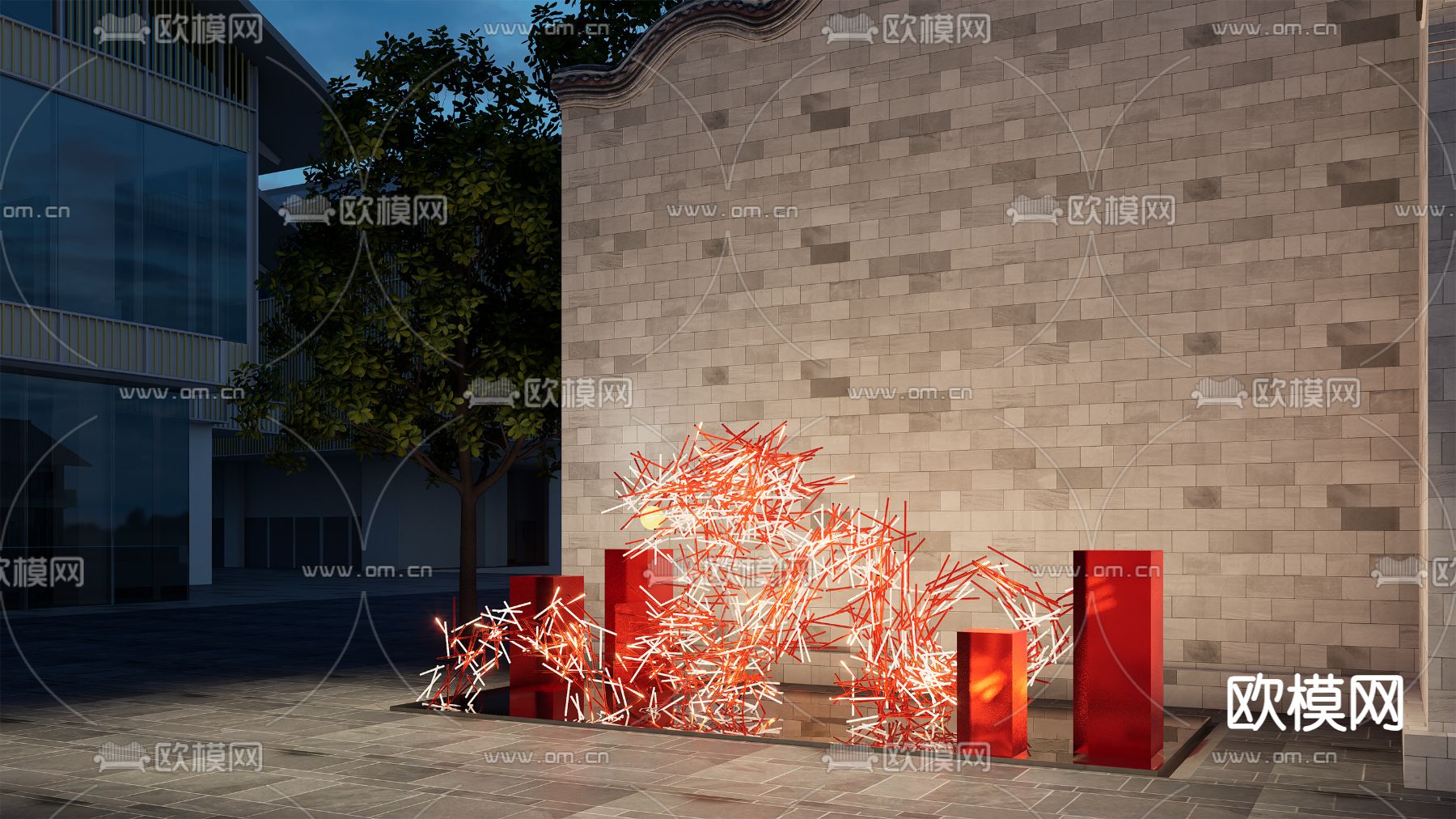 现代户外小品su模型