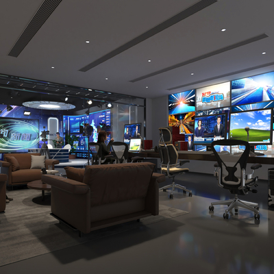  电视台直播间 控制室su模型 
