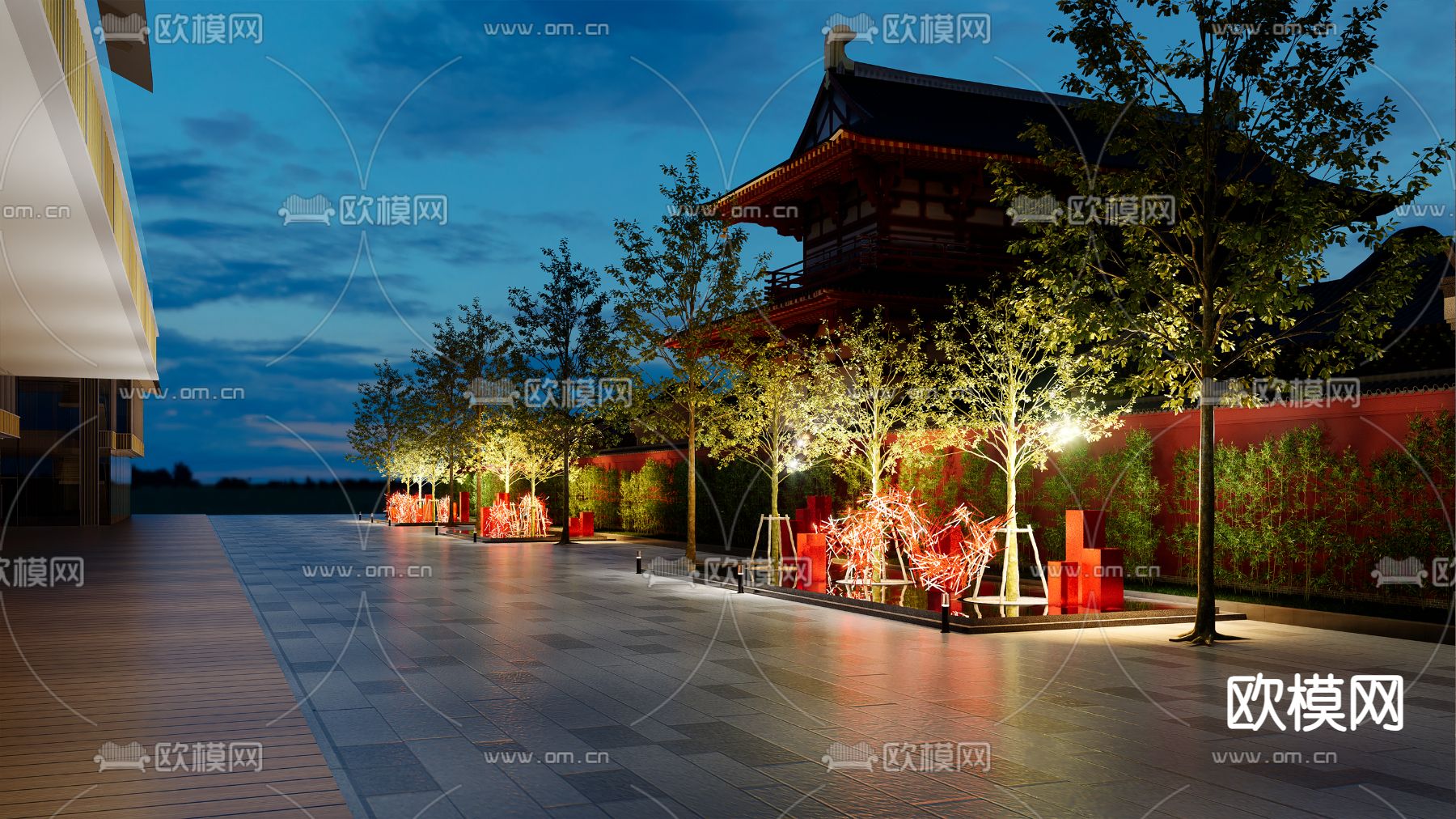 新中式户外小品su模型