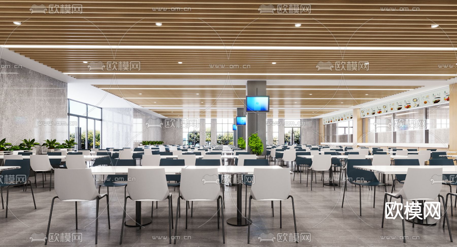 学校食堂3d模型下载