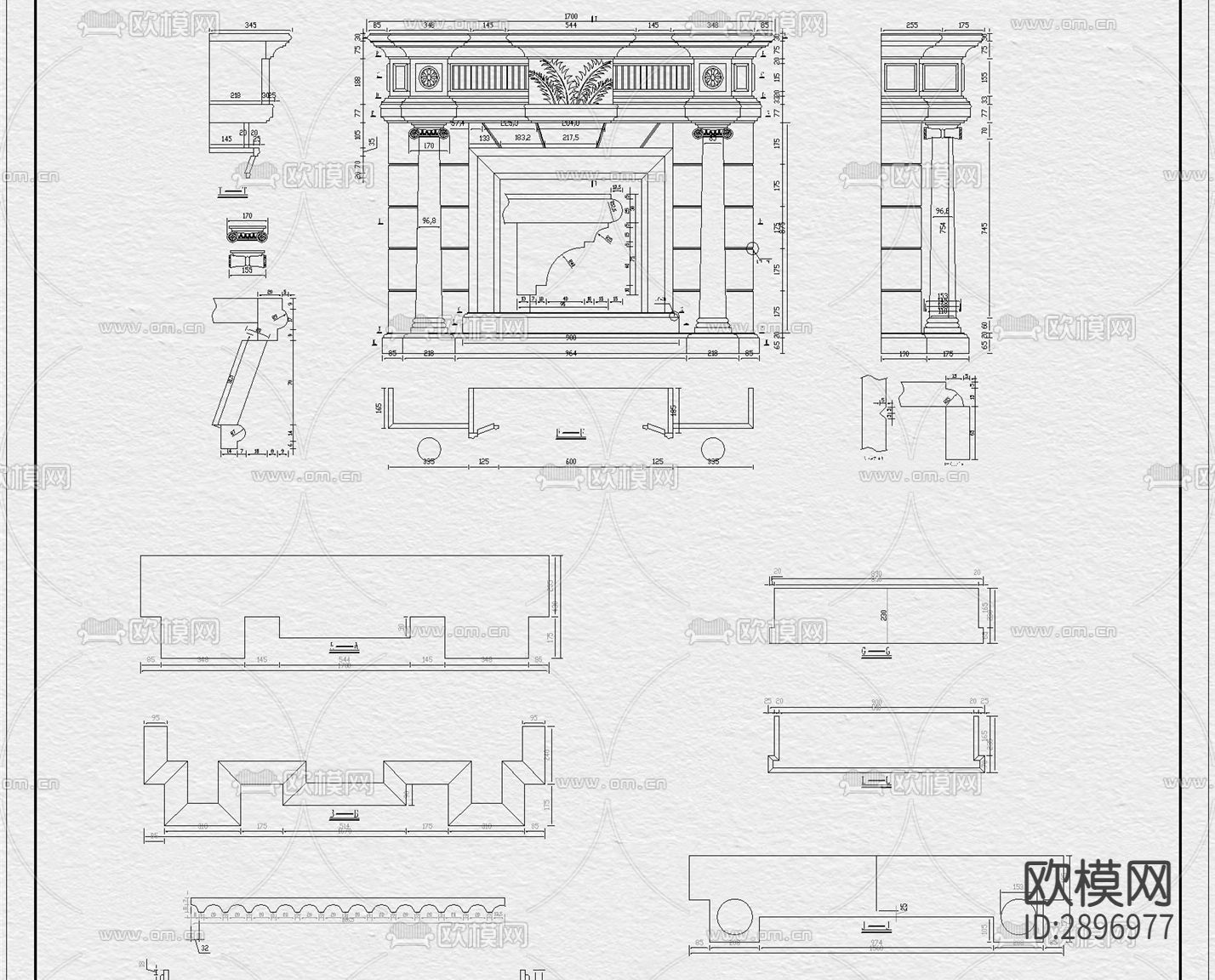 壁炉cad大样图下载（渲染图5）