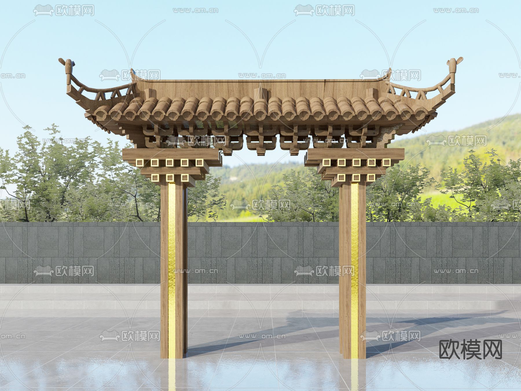 中式牌坊 牌楼 斗拱su模型