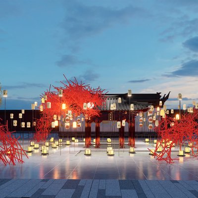 中式户外小品su模型