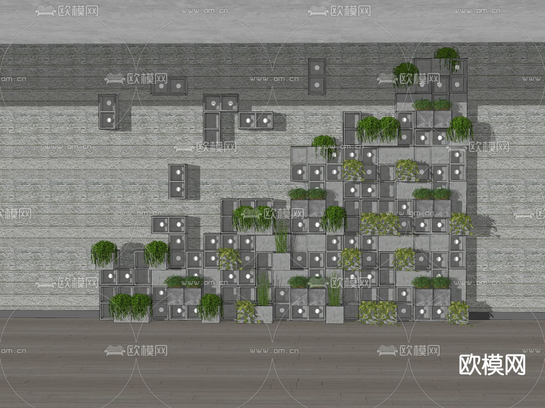 绿植墙su模型