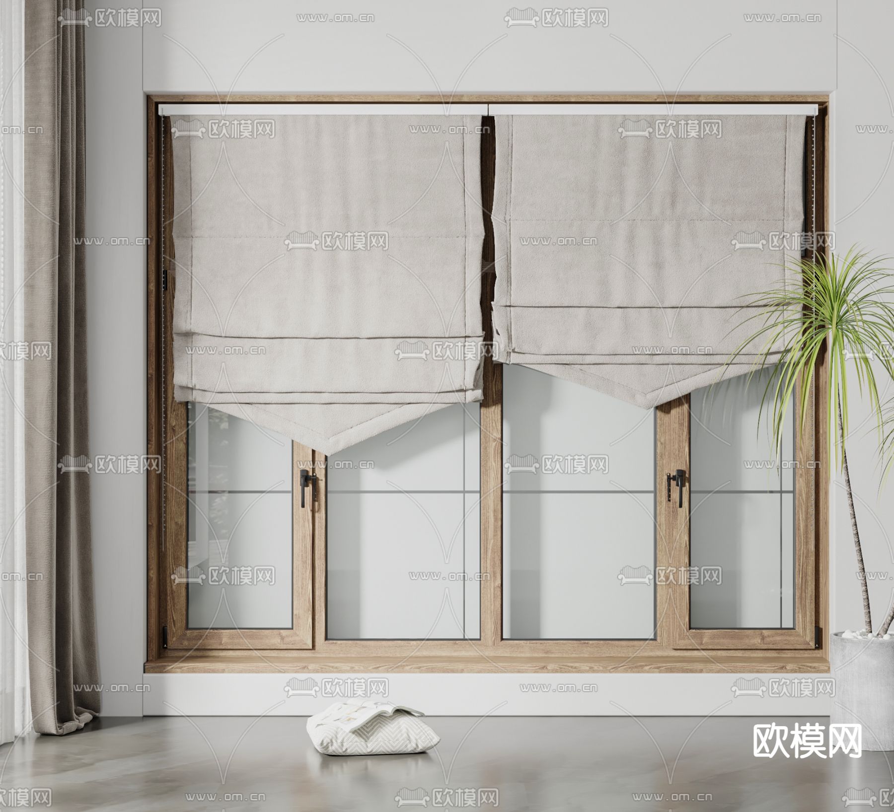 北欧布艺窗帘su模型下载