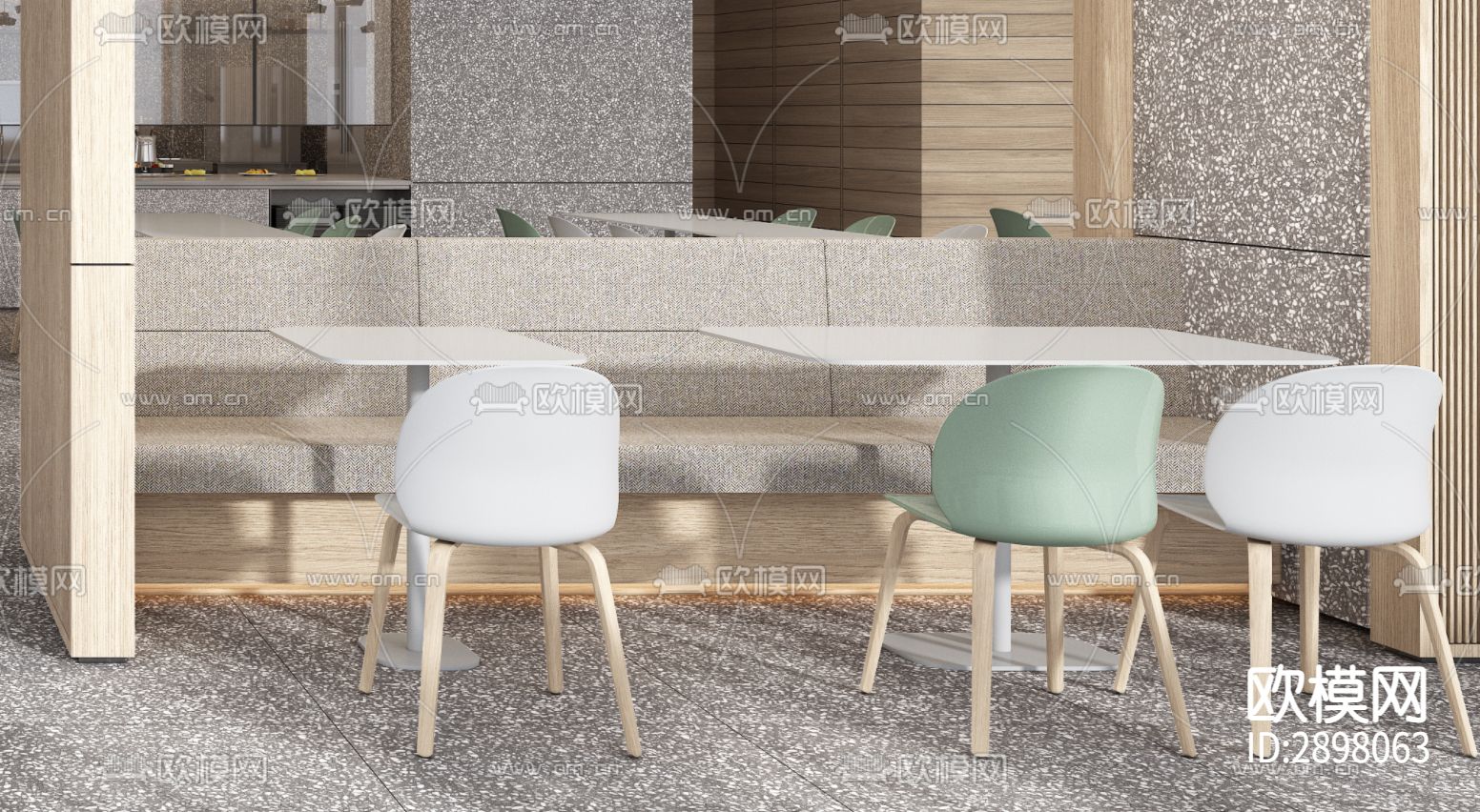 卡座沙发cad大样图下载（渲染图3）