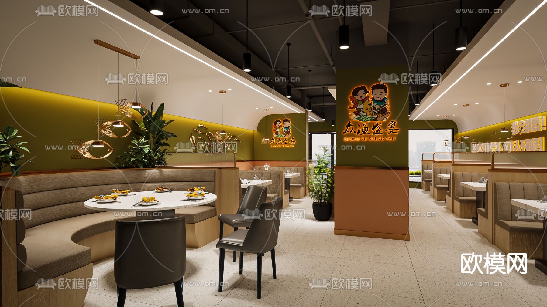 烧烤店 烤鱼店3d模型下载（渲染图2）