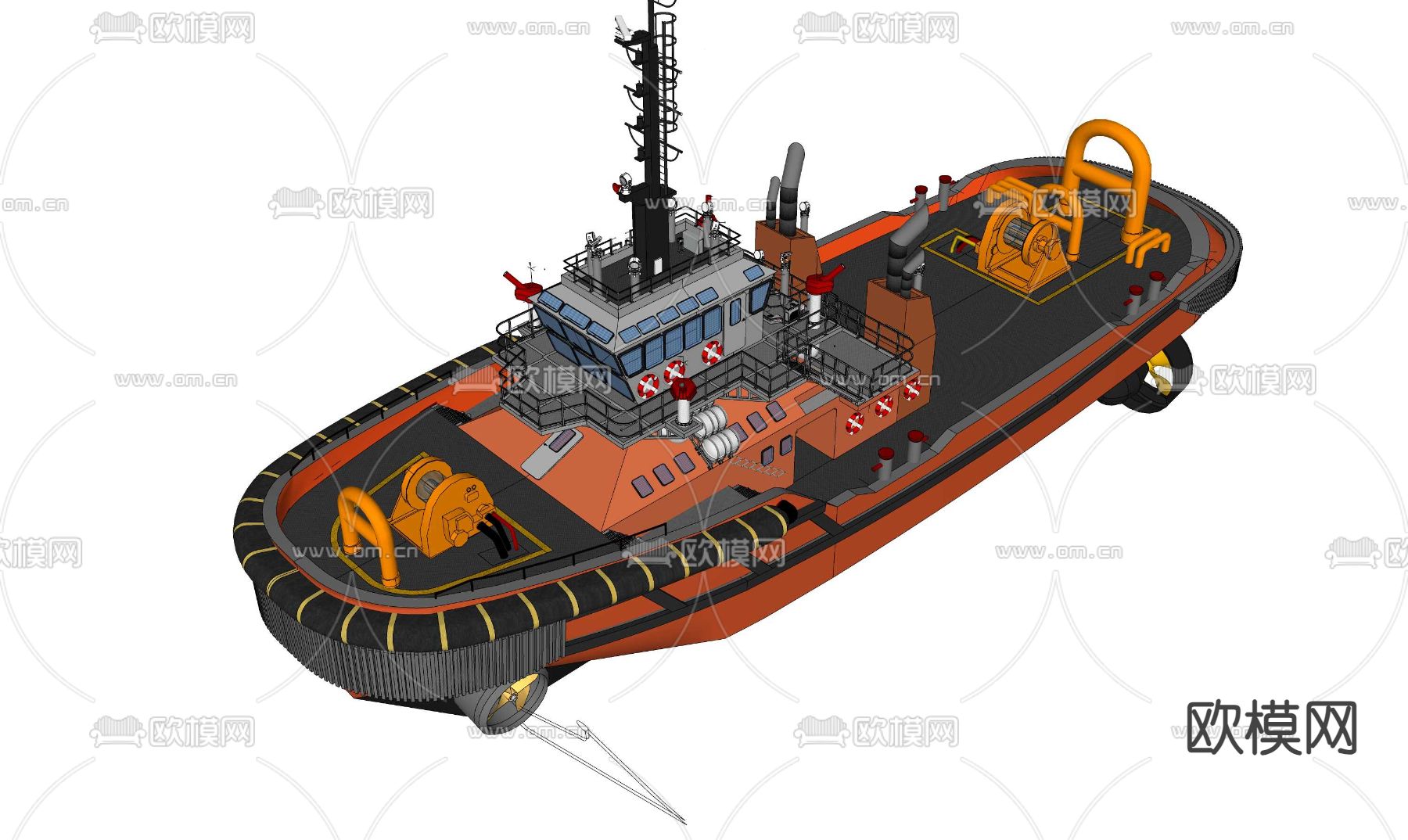 大型拖船su模型下载（渲染图4）