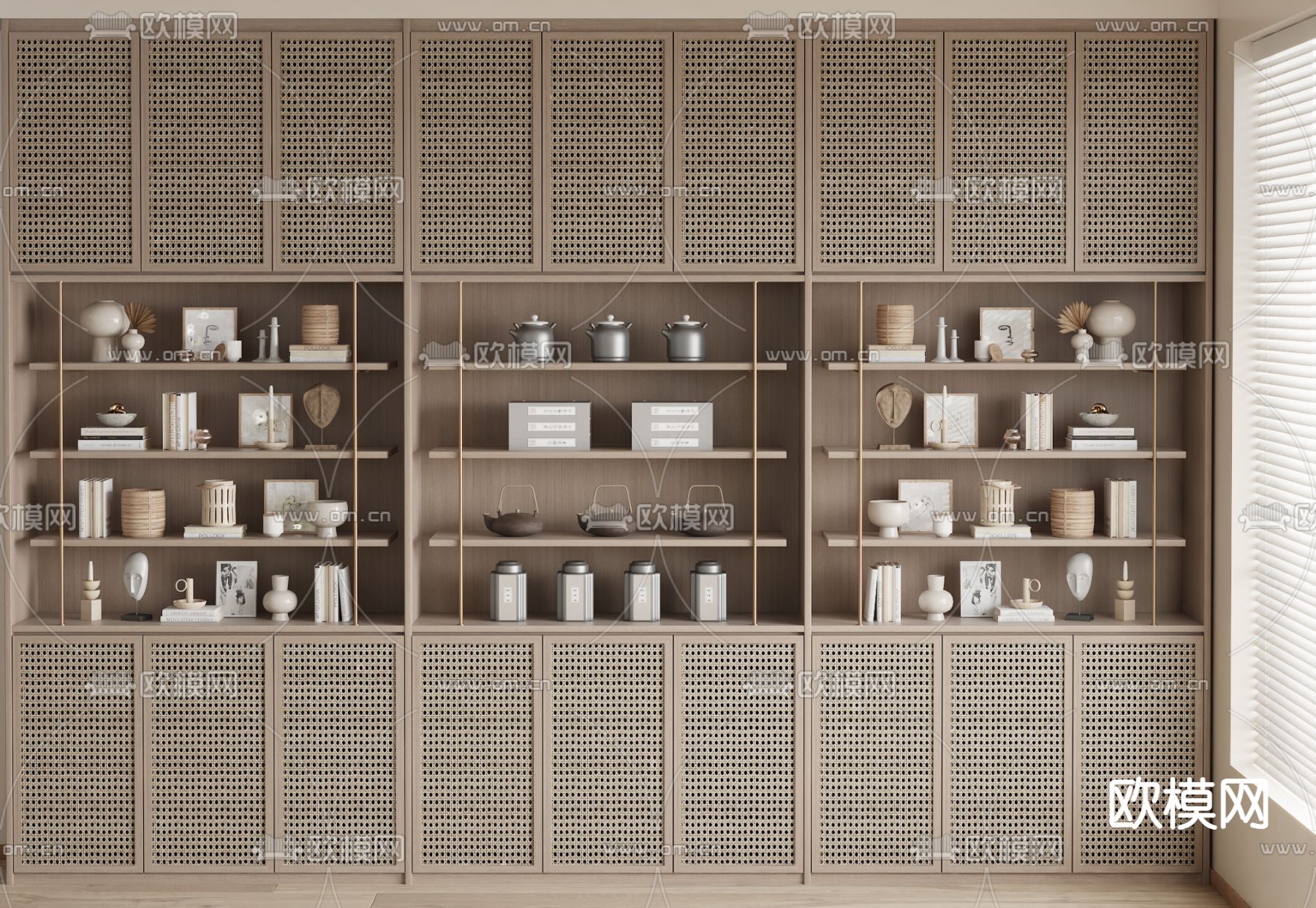 侘寂装饰柜 书柜 茶叶柜3d模型下载