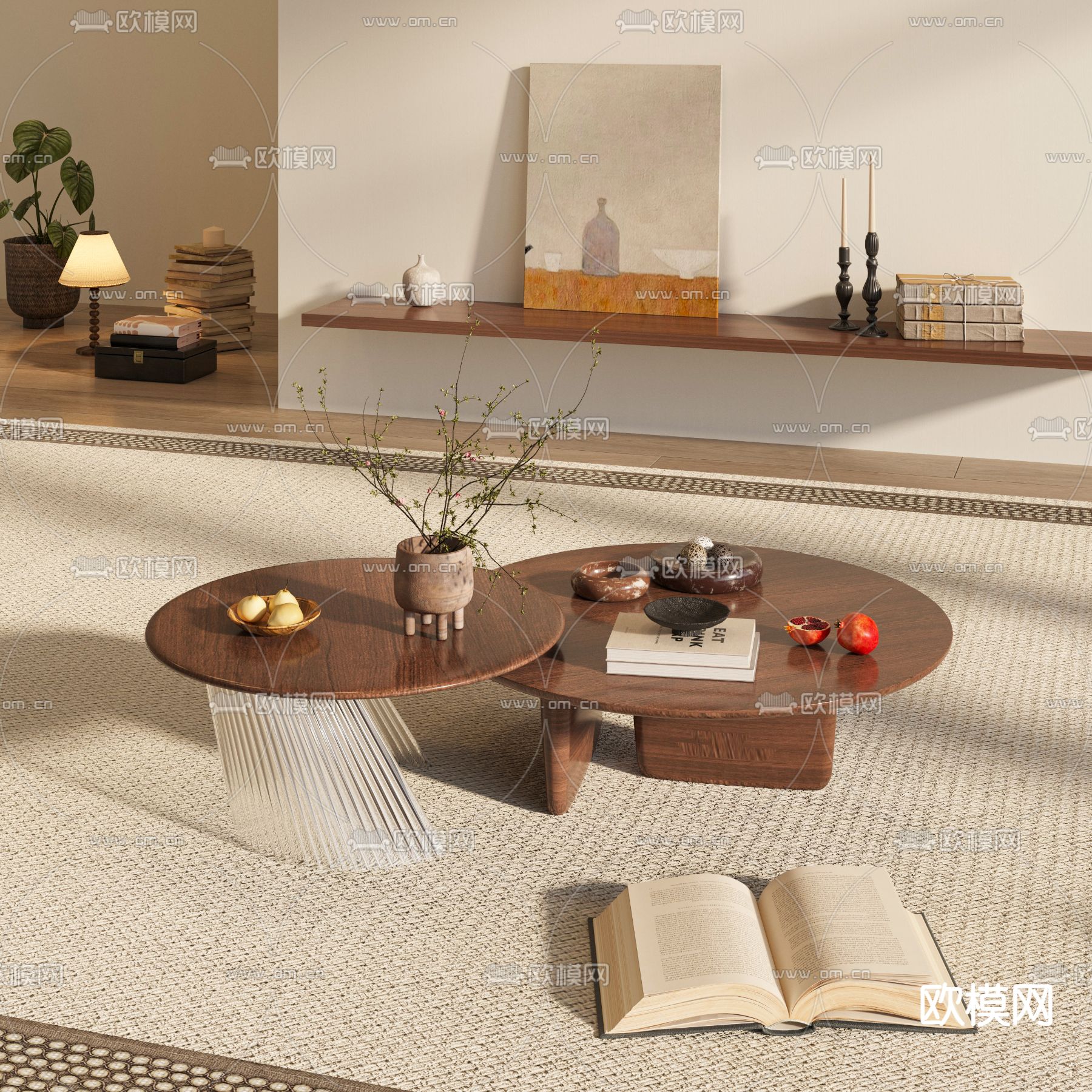 子母茶几3d模型下载