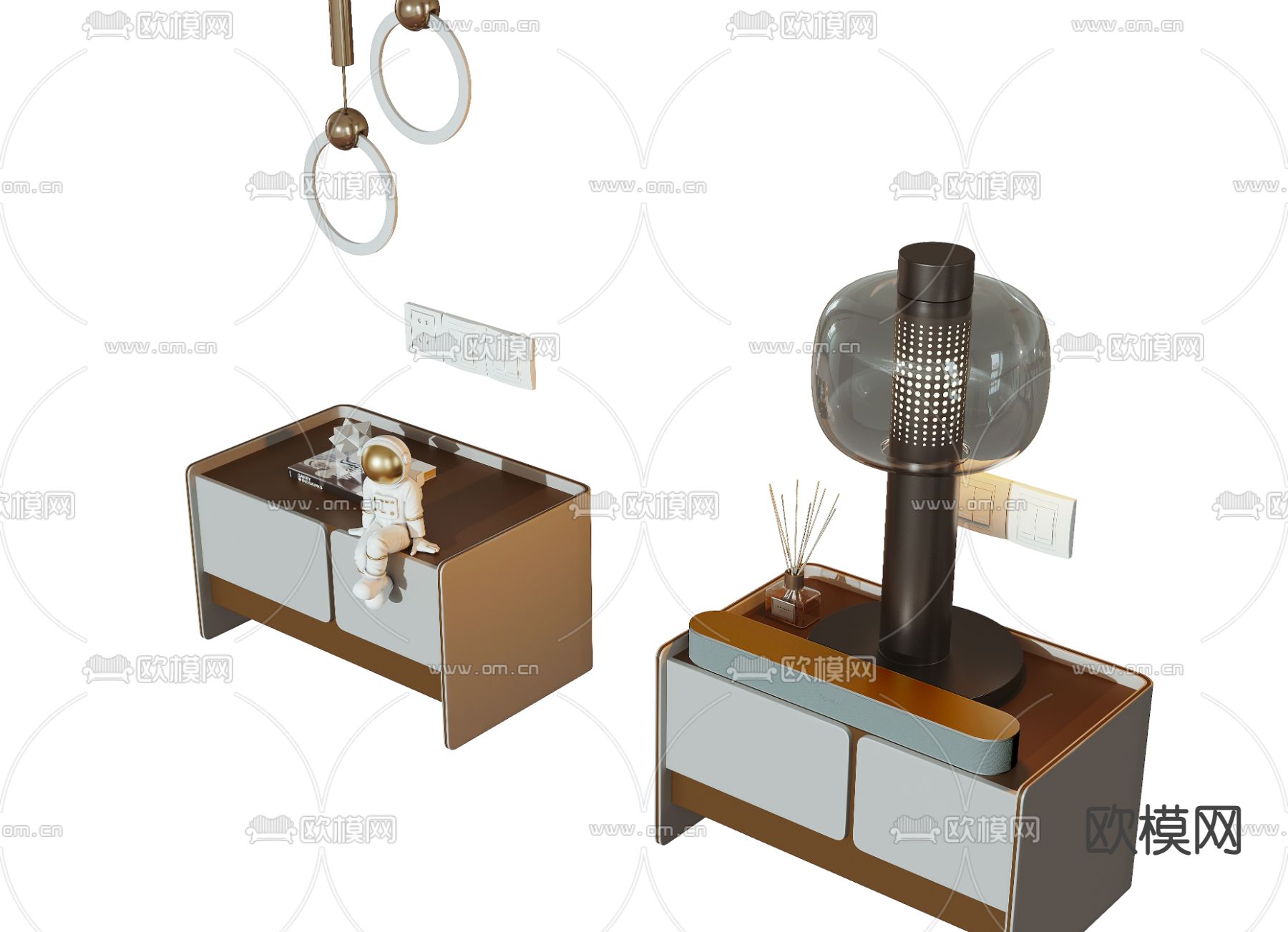 现代床头柜3d模型下载（渲染图1）