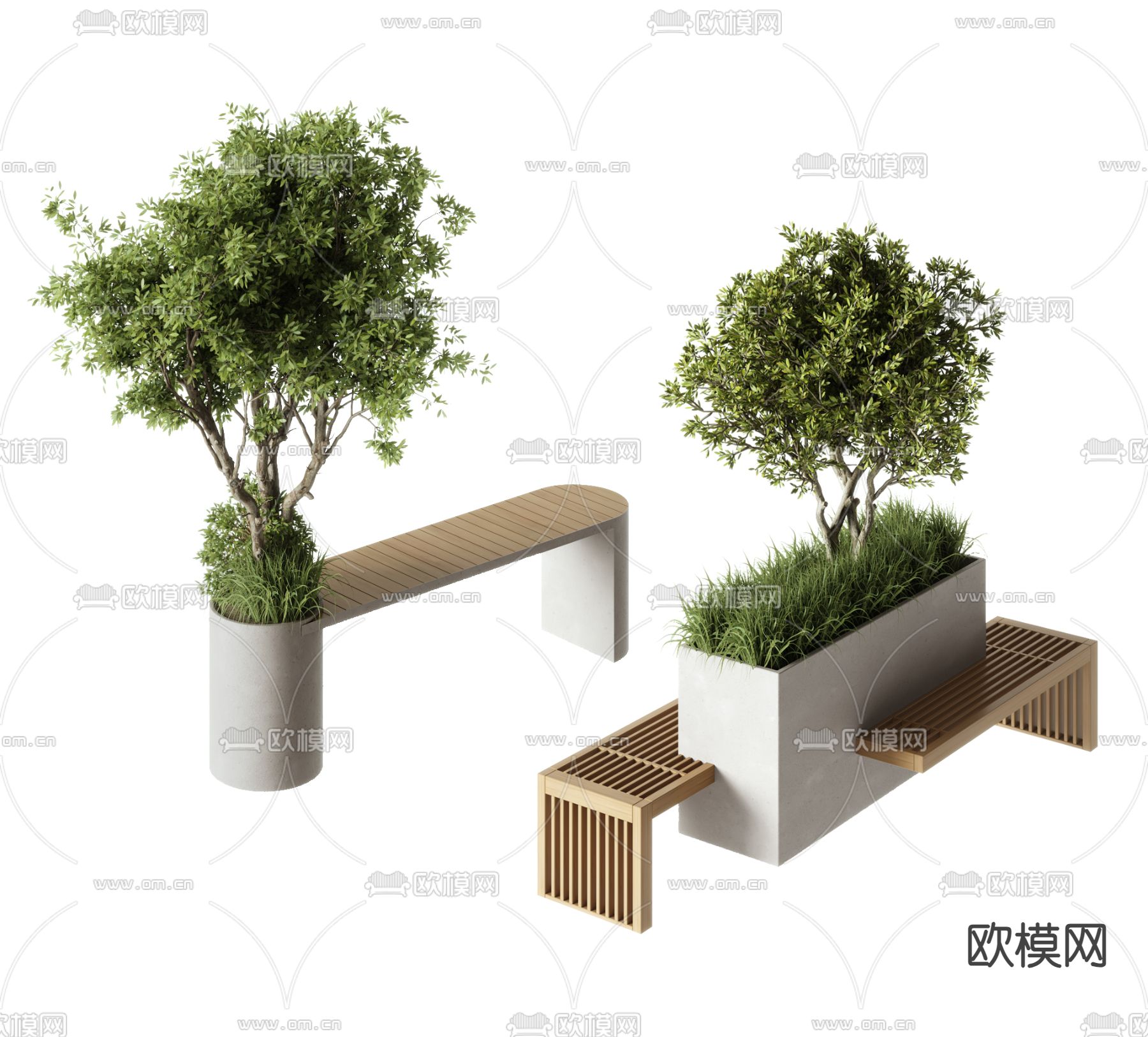 树池椅 公园椅 公共椅3d模型下载