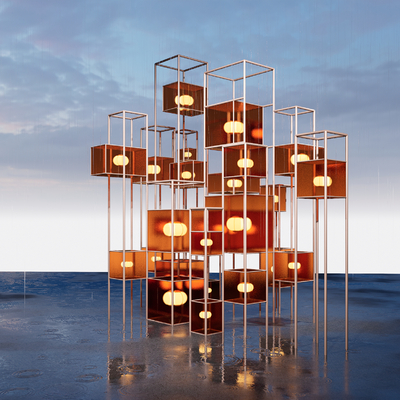 现代户外小品su模型