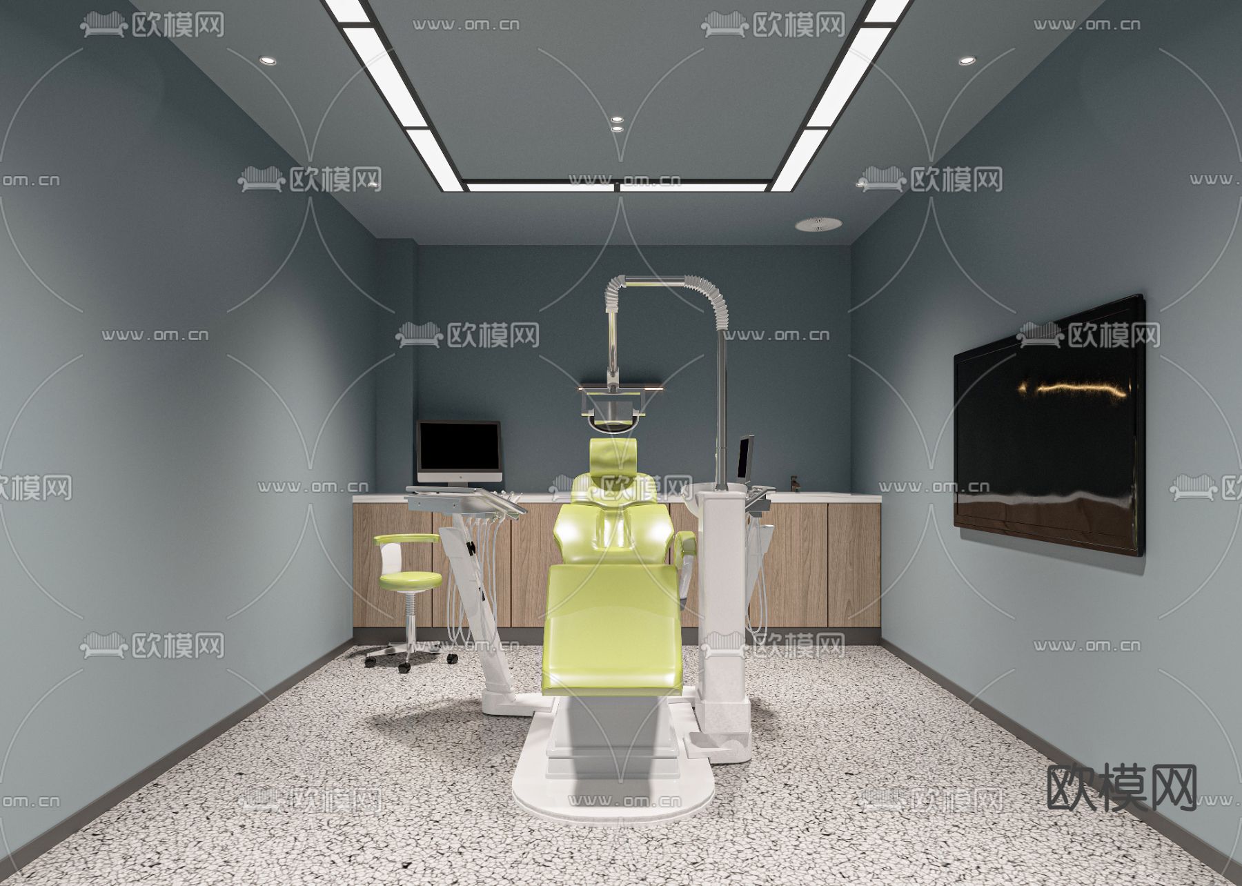 现代治疗室 牙科诊室su模型下载（渲染图1）