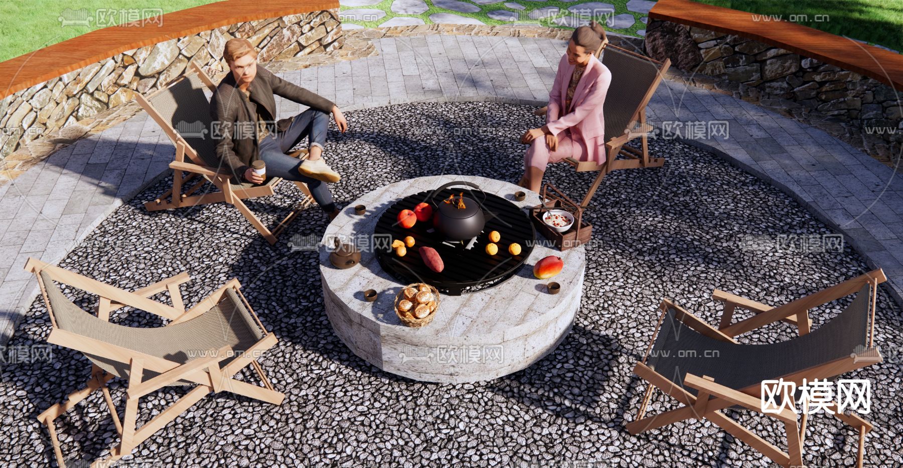 围炉煮茶su模型下载（渲染图1）