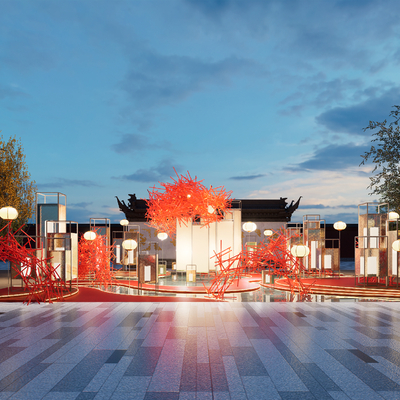 中式户外小品su模型