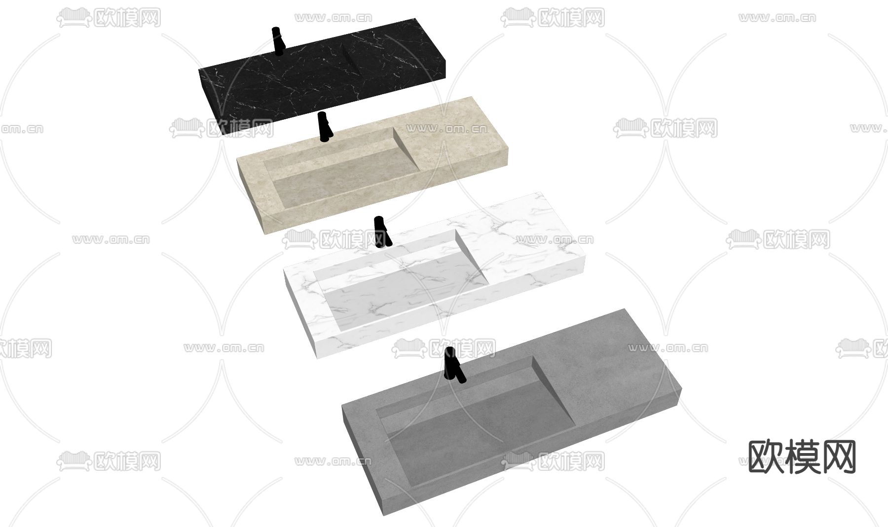 现代洗手池su模型下载（渲染图1）