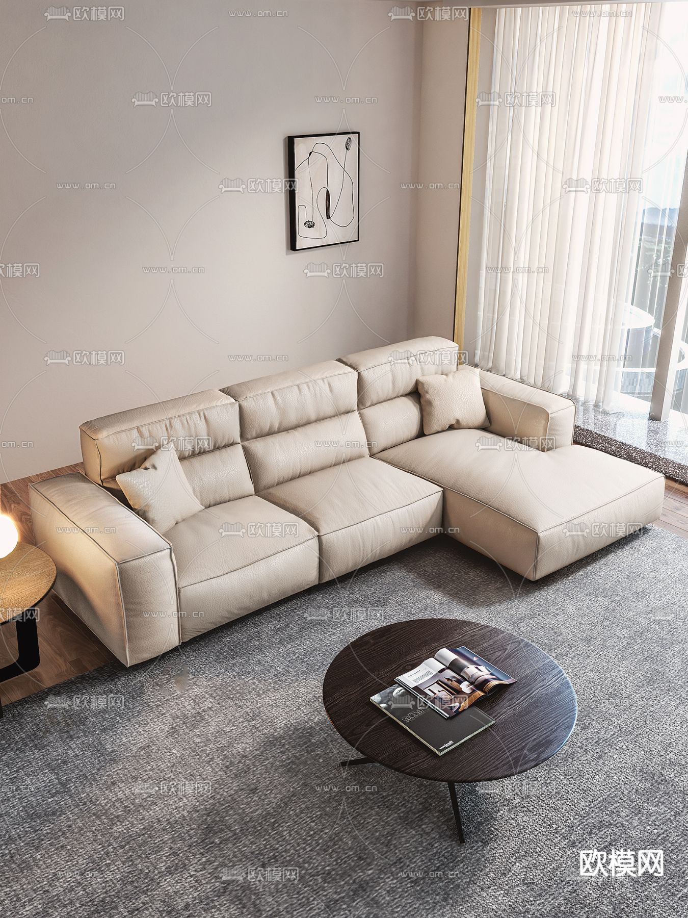 转角沙发 多人沙发3d模型下载