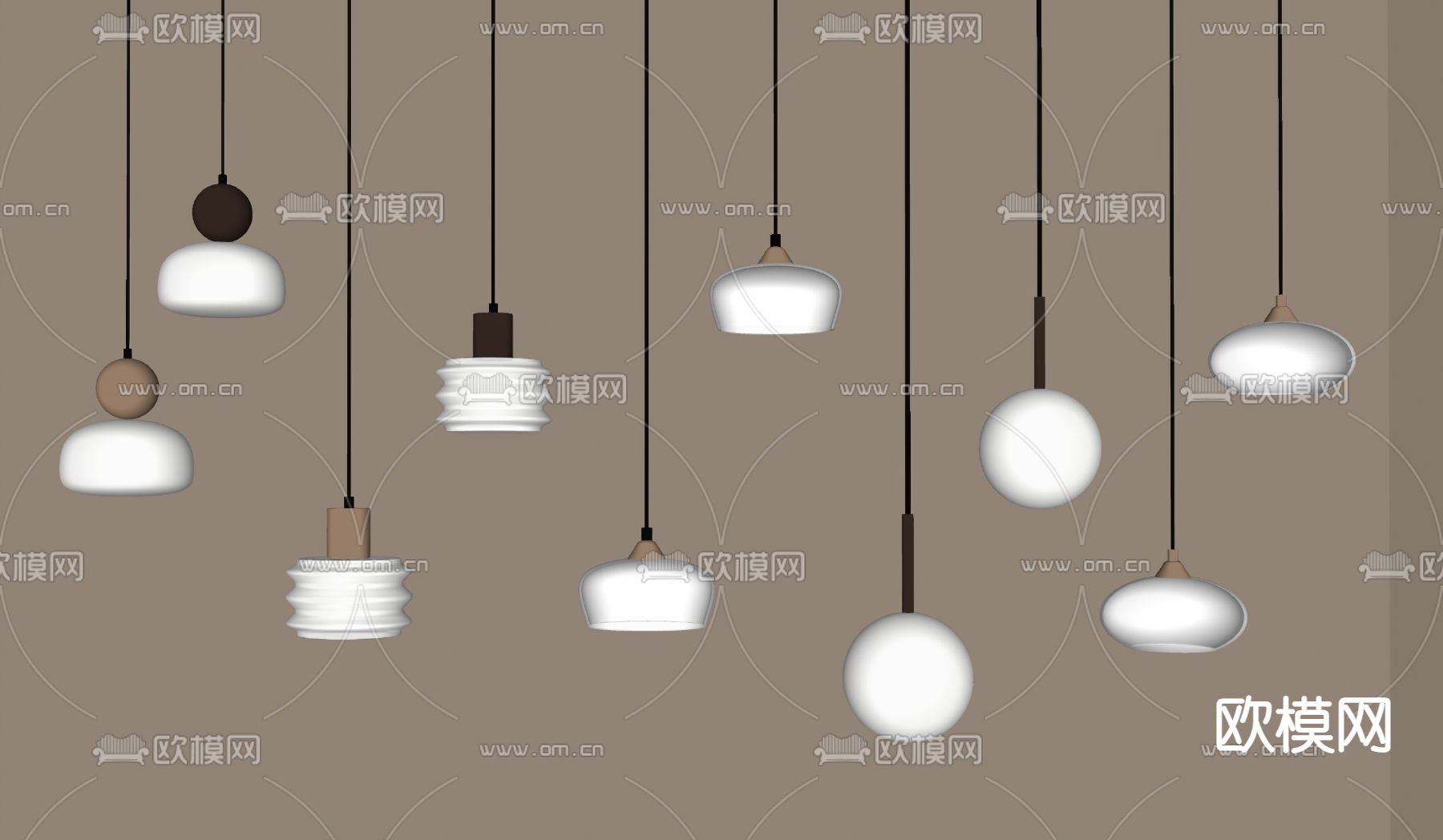 奶油风床头吊灯su模型下载（渲染图2）