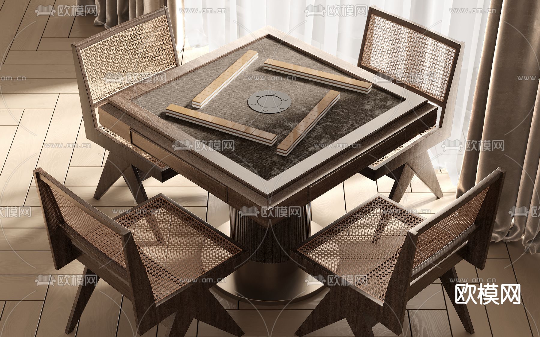 侘寂麻将桌 麻将机3d模型下载