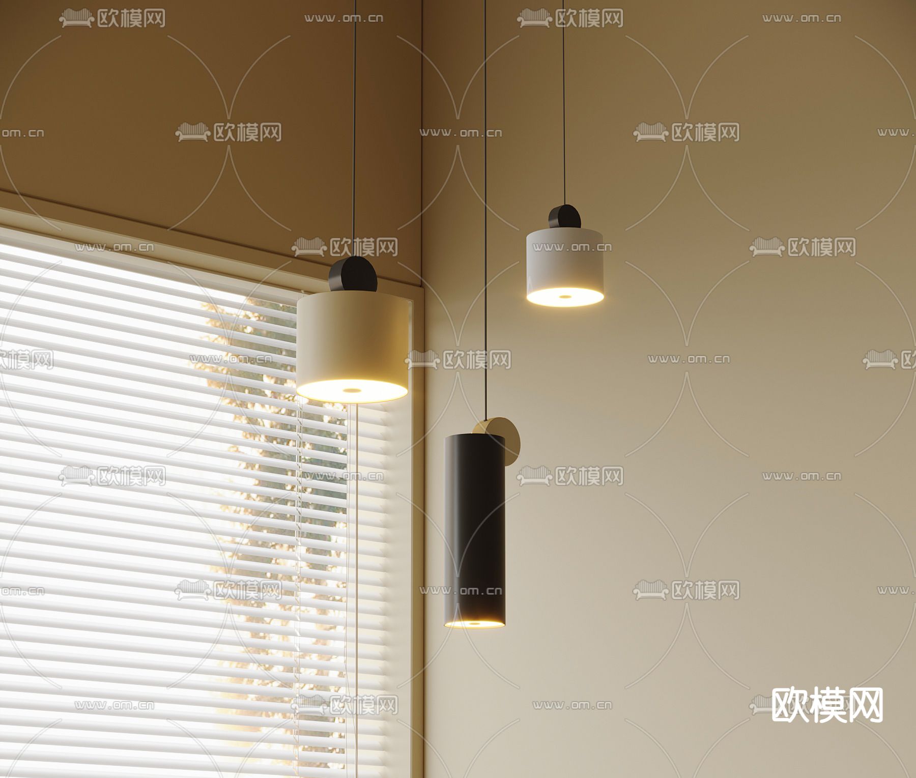 床头吊灯su模型下载（渲染图1）