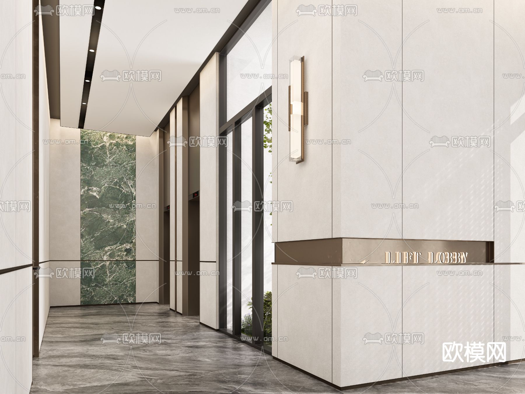现代酒店大堂 电梯厅su模型下载（渲染图2）