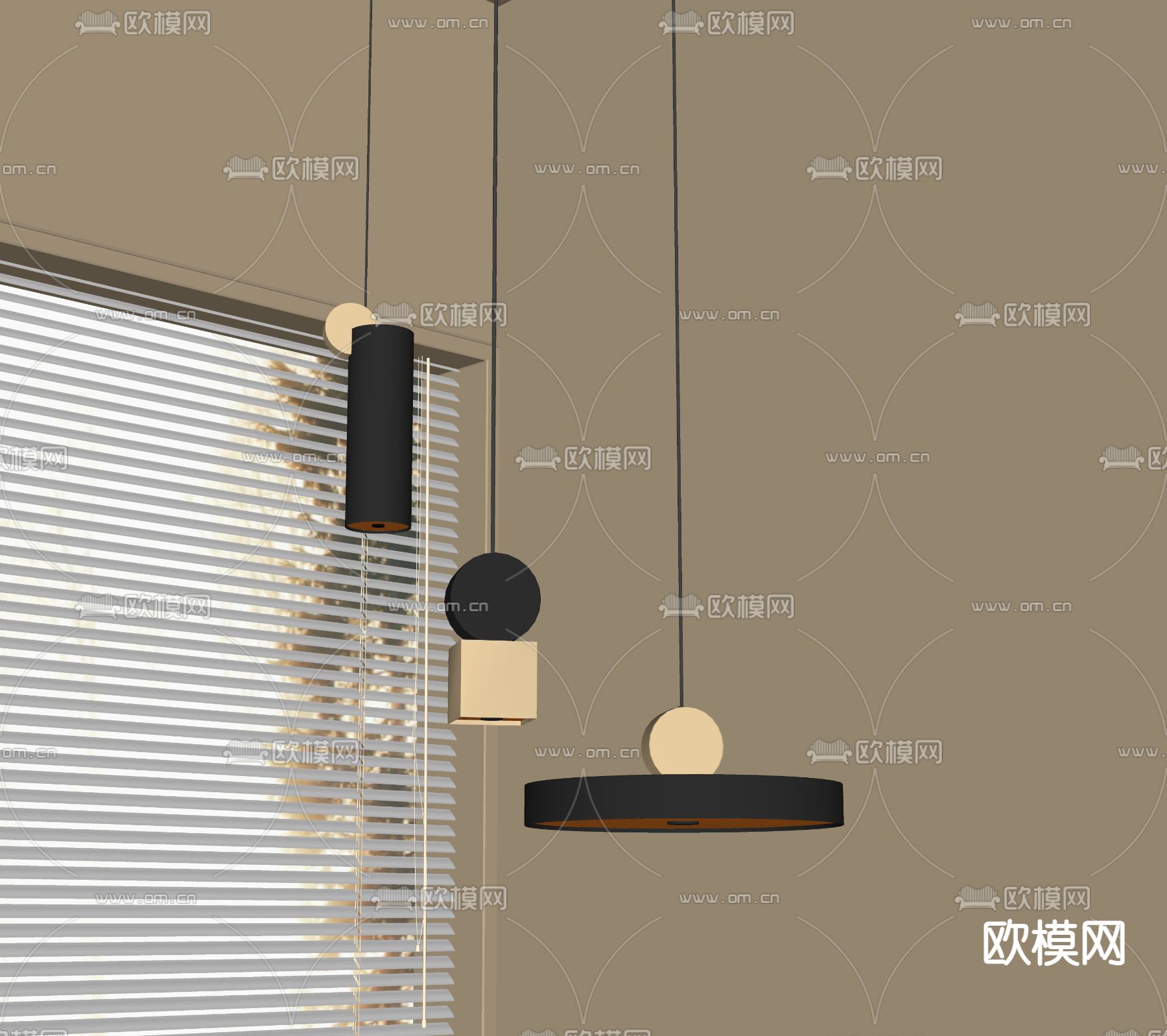 床头吊灯su模型下载（渲染图2）
