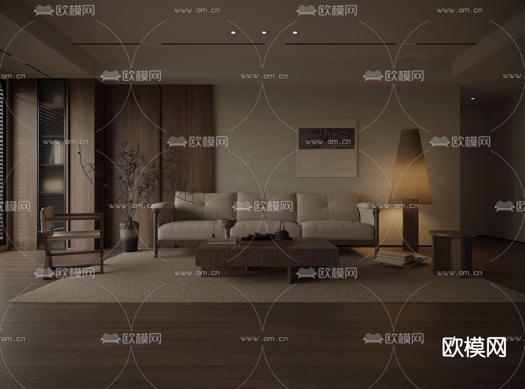 侘寂客厅su模型下载（渲染图1）