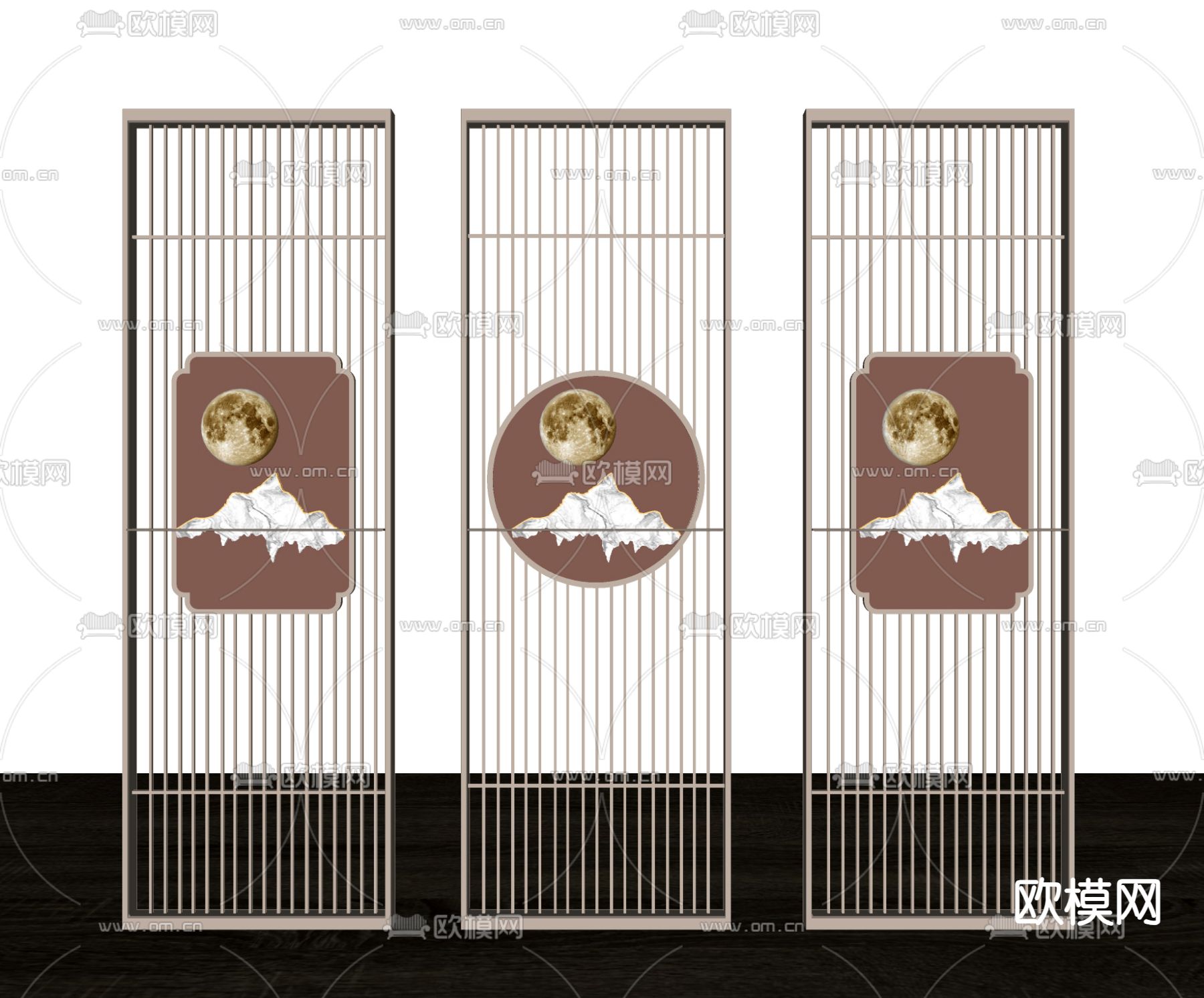 新中式屏风 隔断su模型下载（渲染图2）