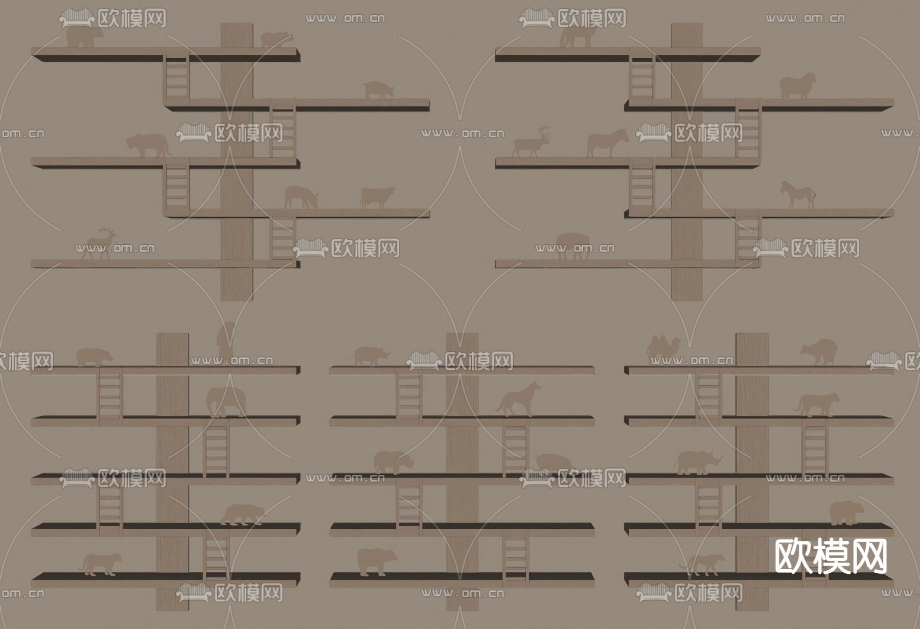 北欧儿童置物架su模型下载（渲染图3）