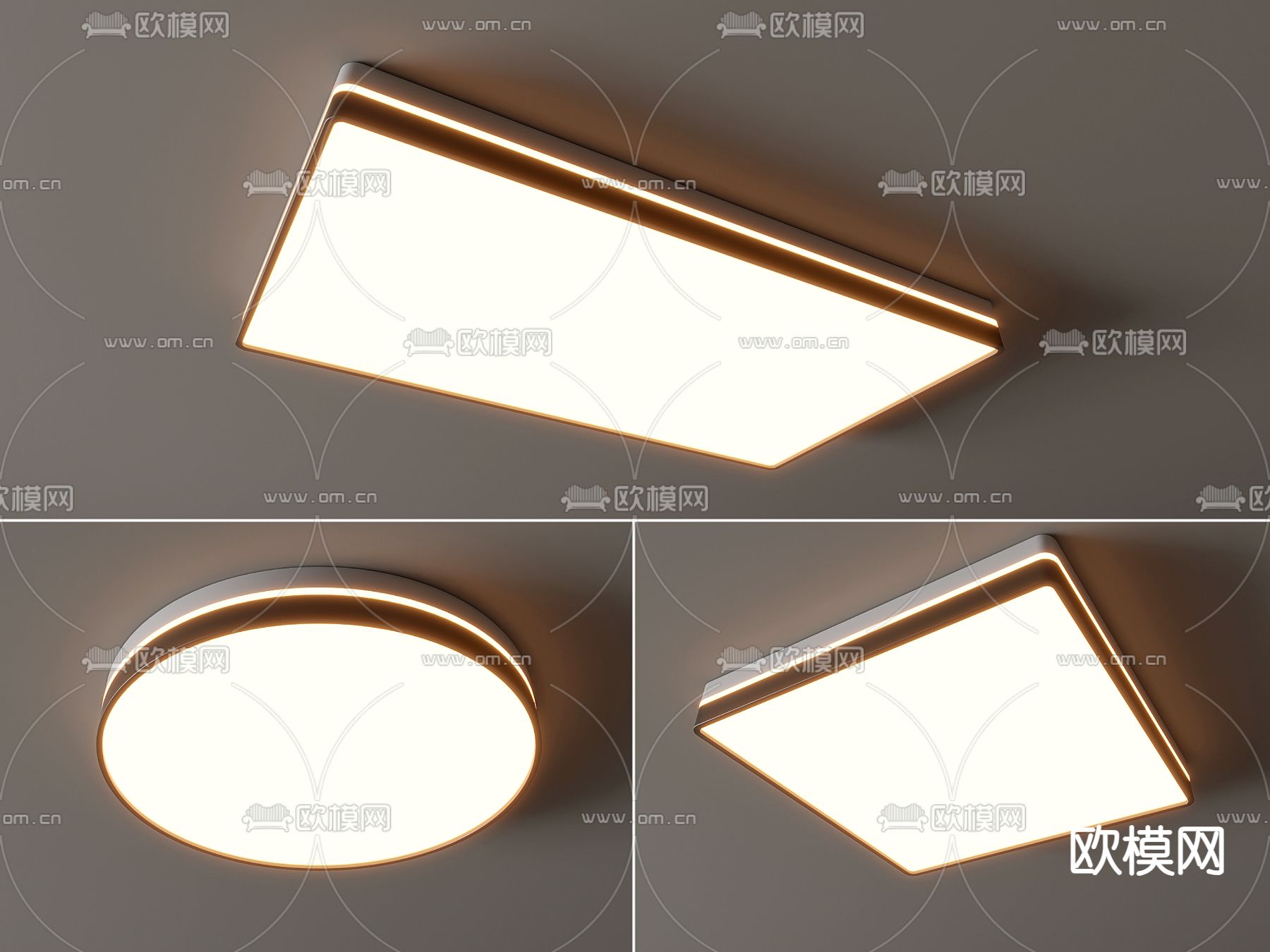 现代吸顶灯su模型下载（渲染图1）