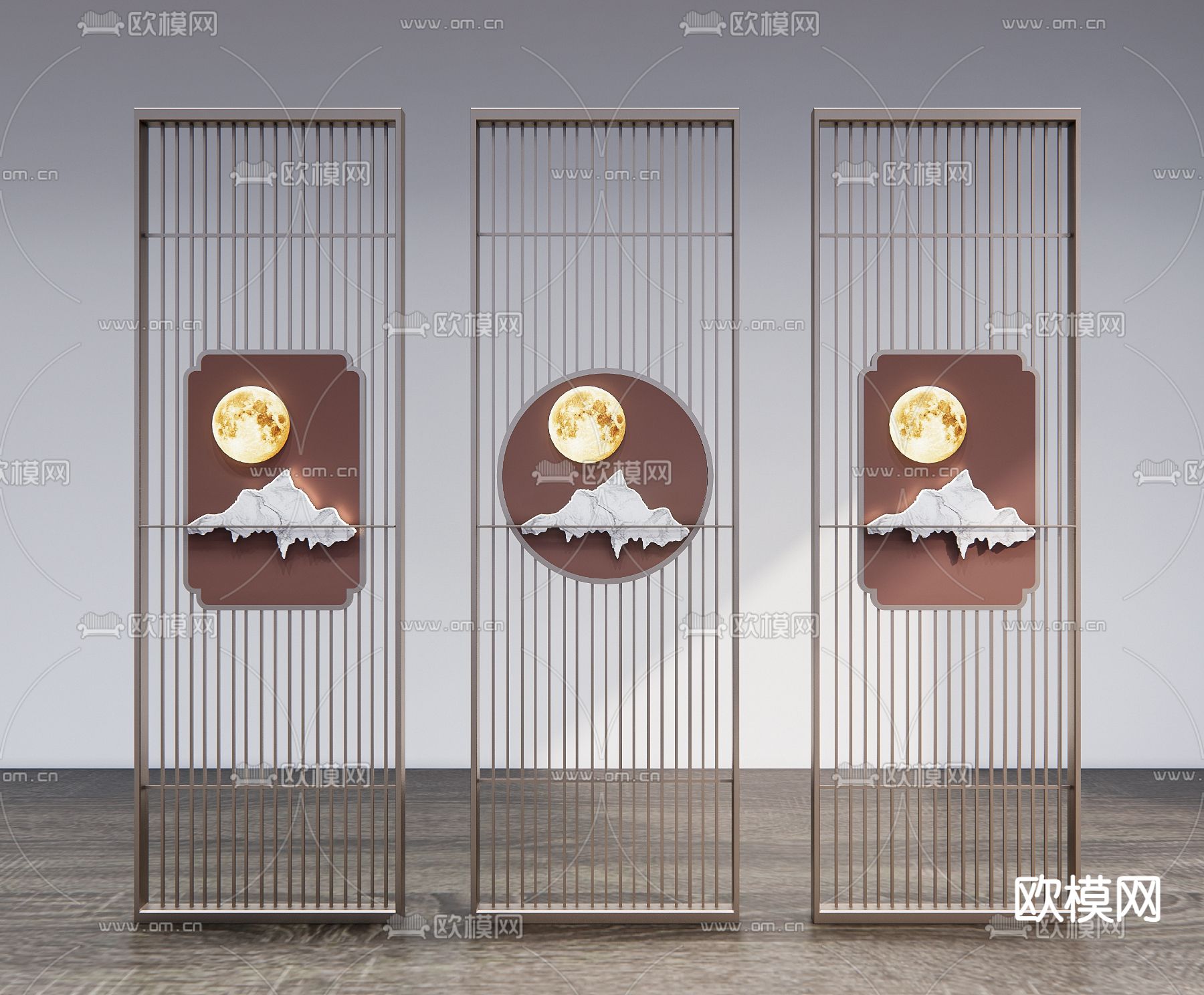 新中式屏风 隔断su模型下载（渲染图1）