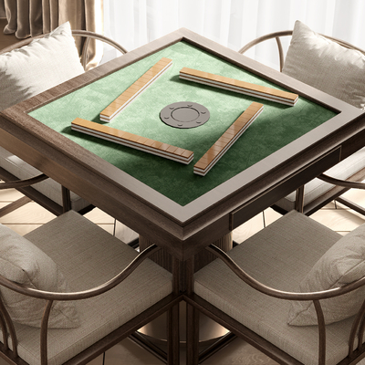  新中式麻将桌椅su模型 