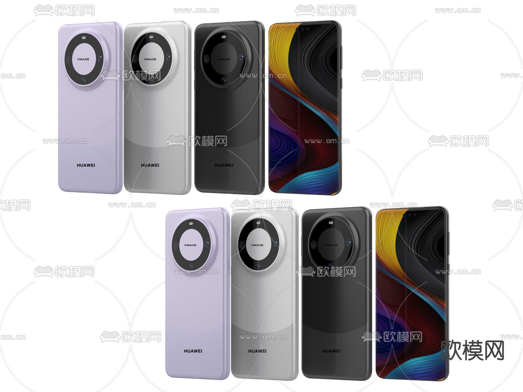 华为mate60 Pro手机su模型下载（渲染图1）