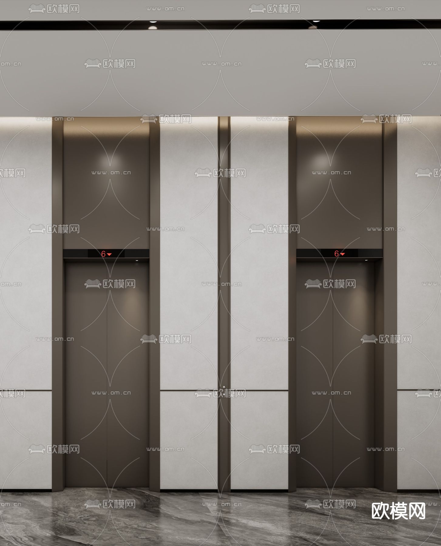 现代酒店大堂 电梯厅su模型下载（渲染图4）