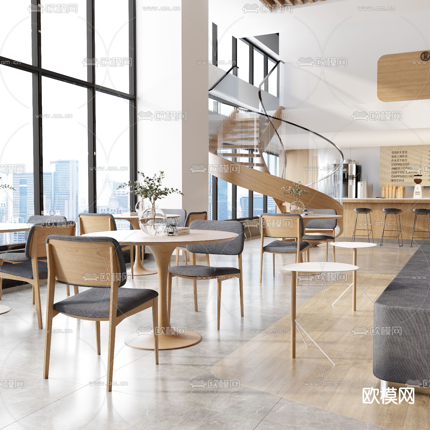 现代咖啡厅3d模型下载