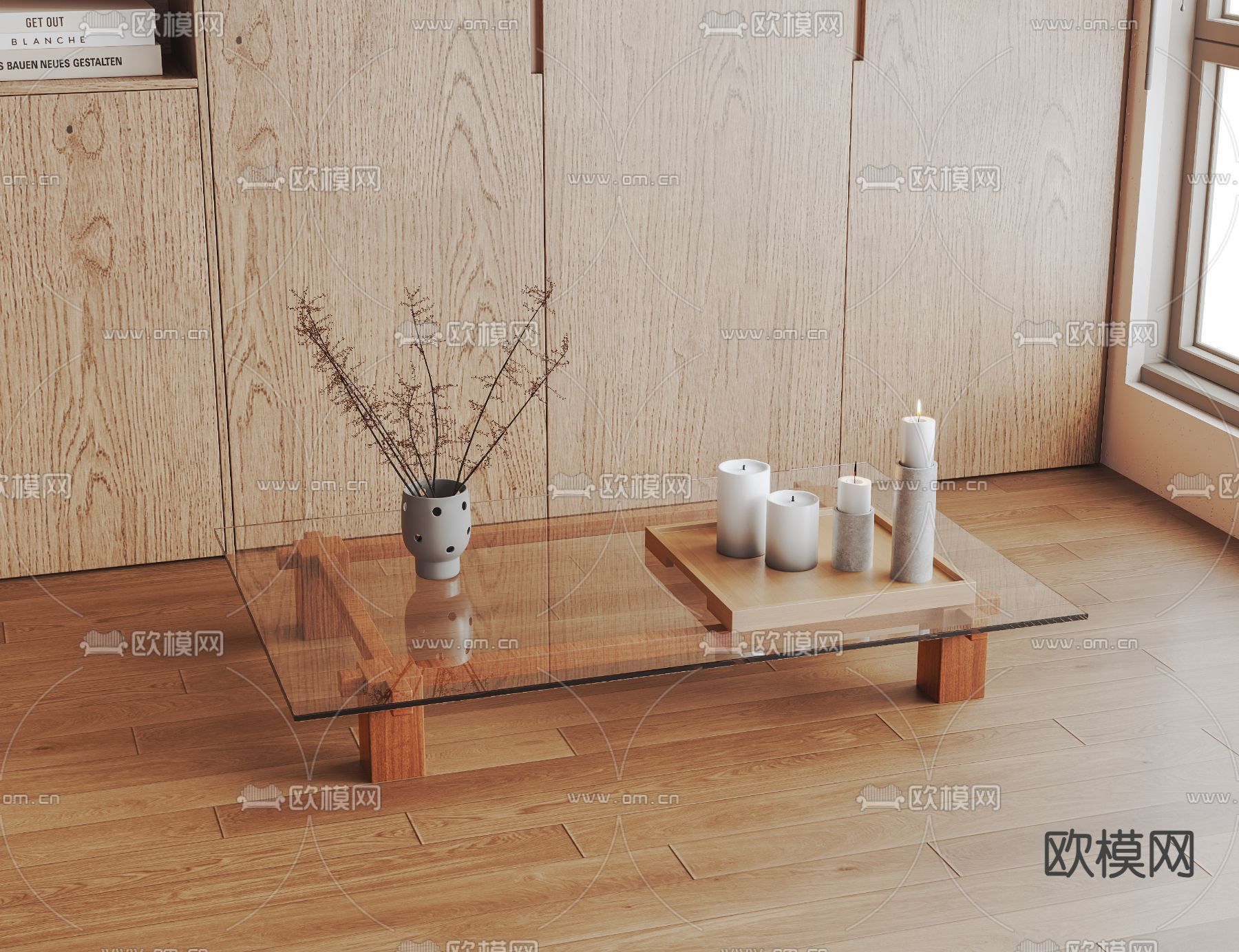 侘寂风茶几su模型下载（渲染图1）