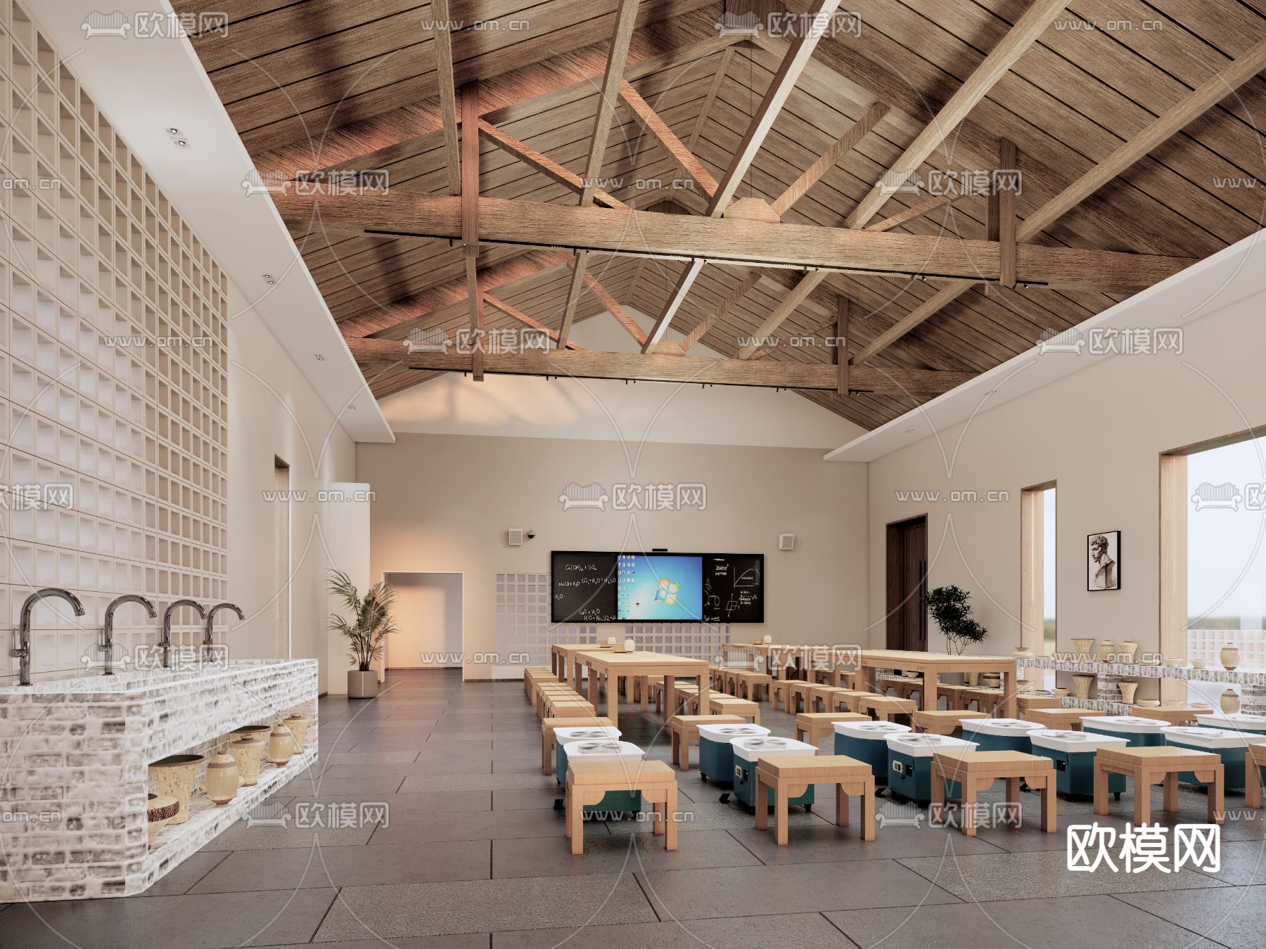 现代陶艺教室su模型