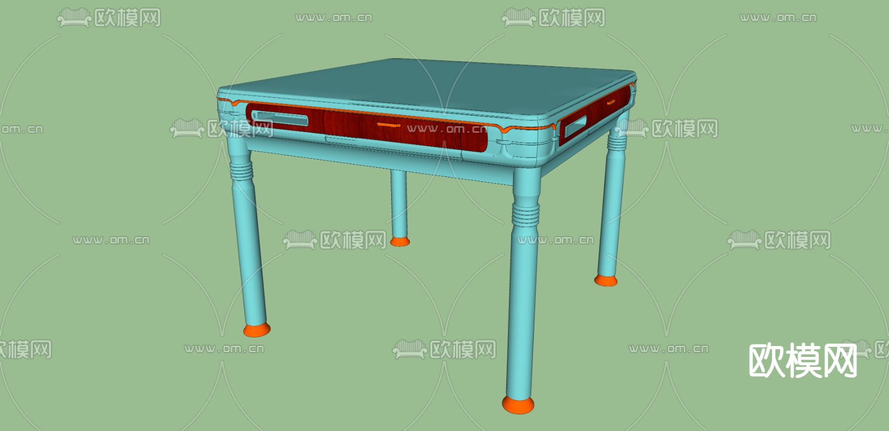 麻将机桌su模型下载（渲染图2）