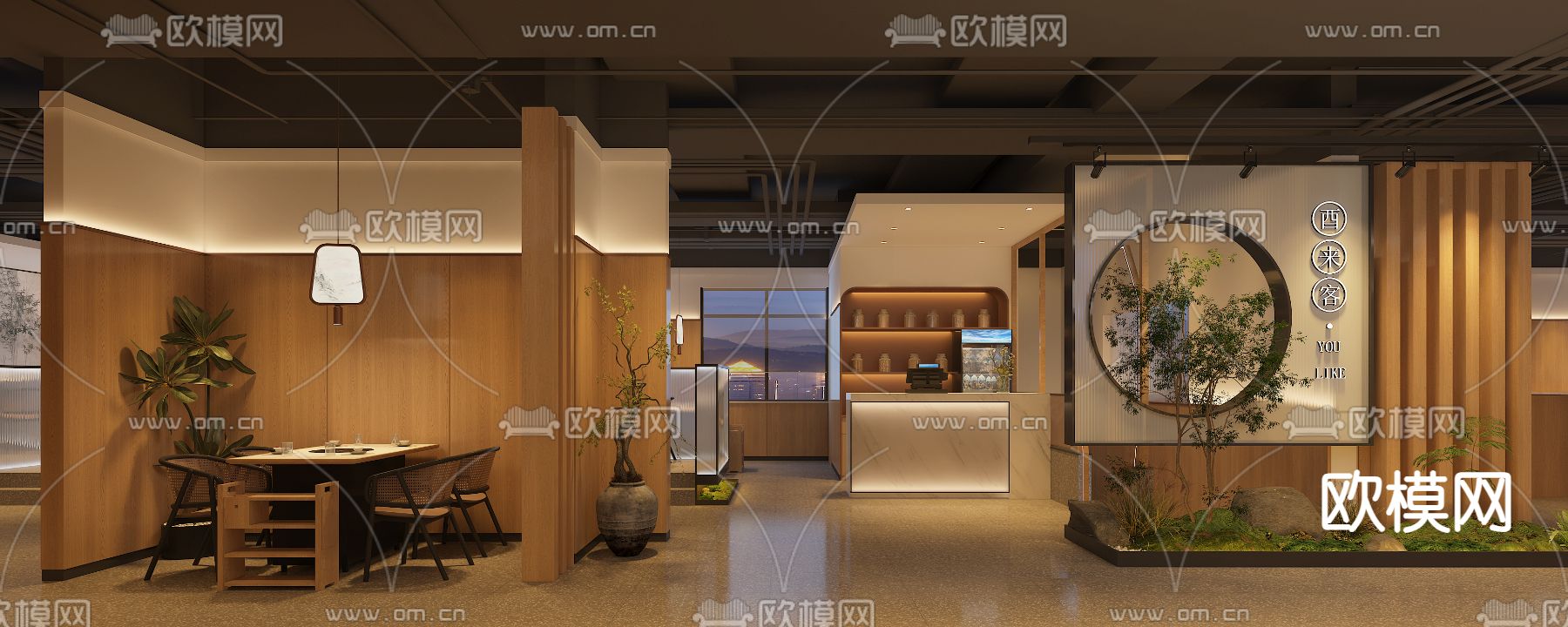 新中式火锅店3d模型下载