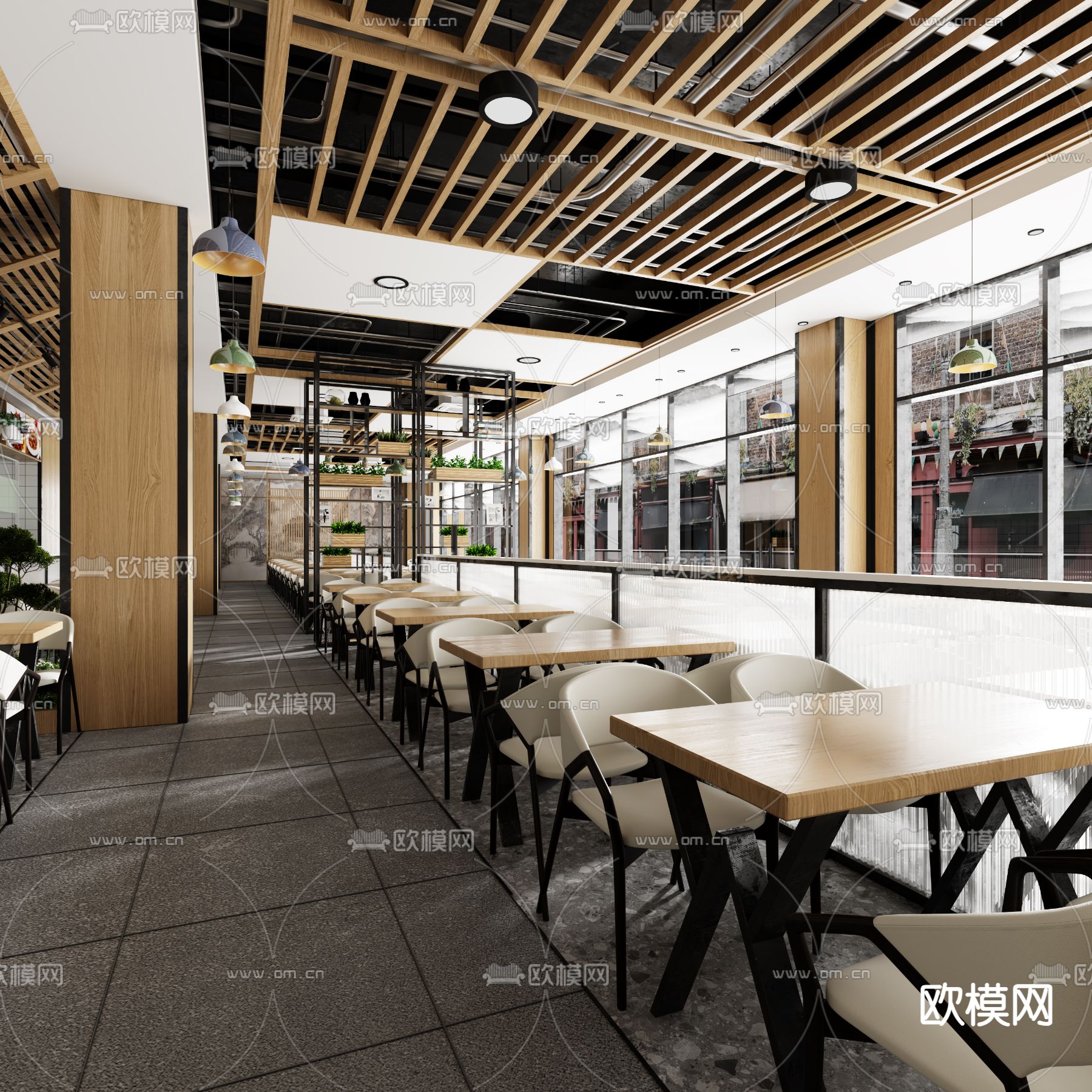 工业风西餐厅3d模型下载