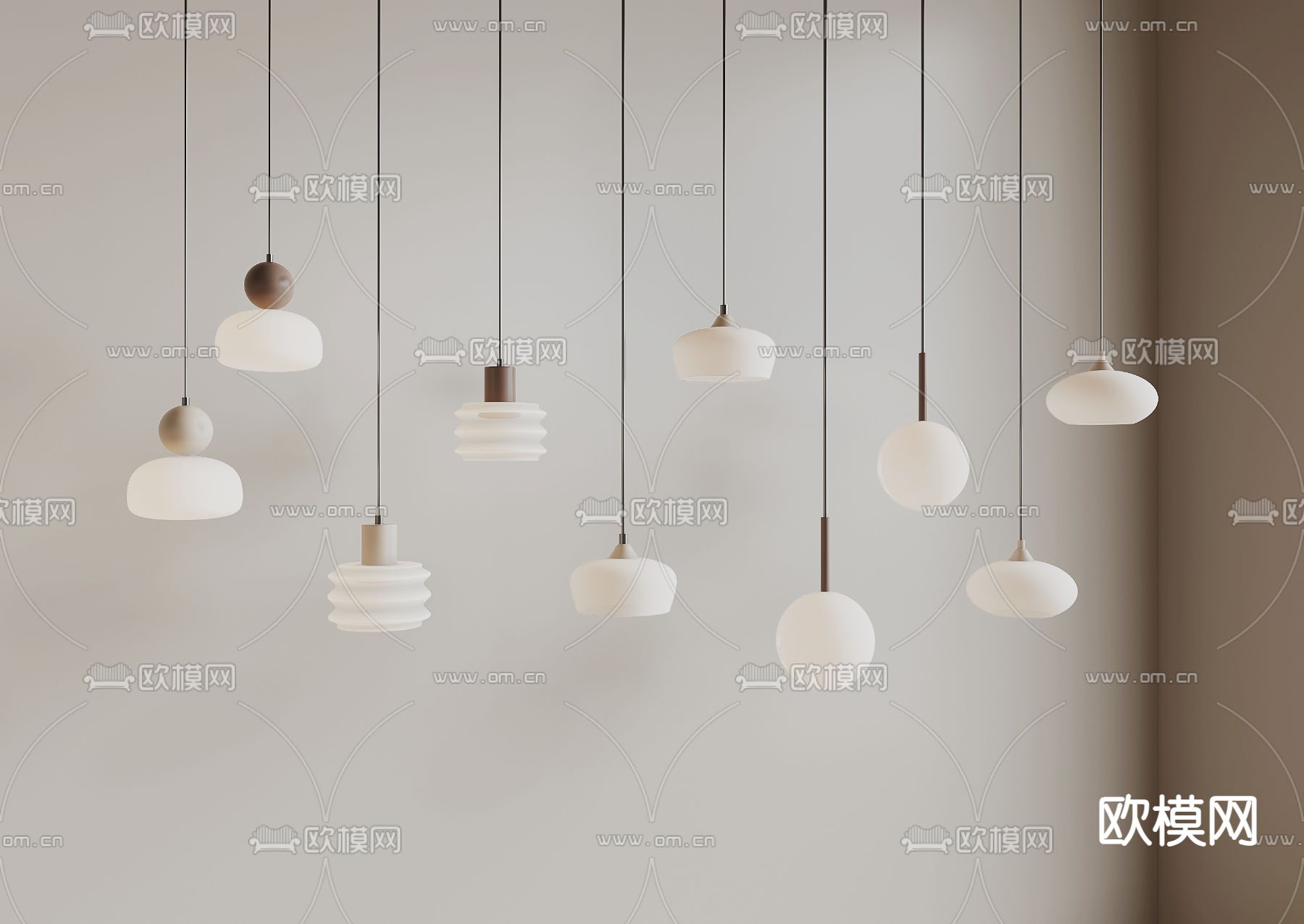 奶油风床头吊灯su模型下载（渲染图1）