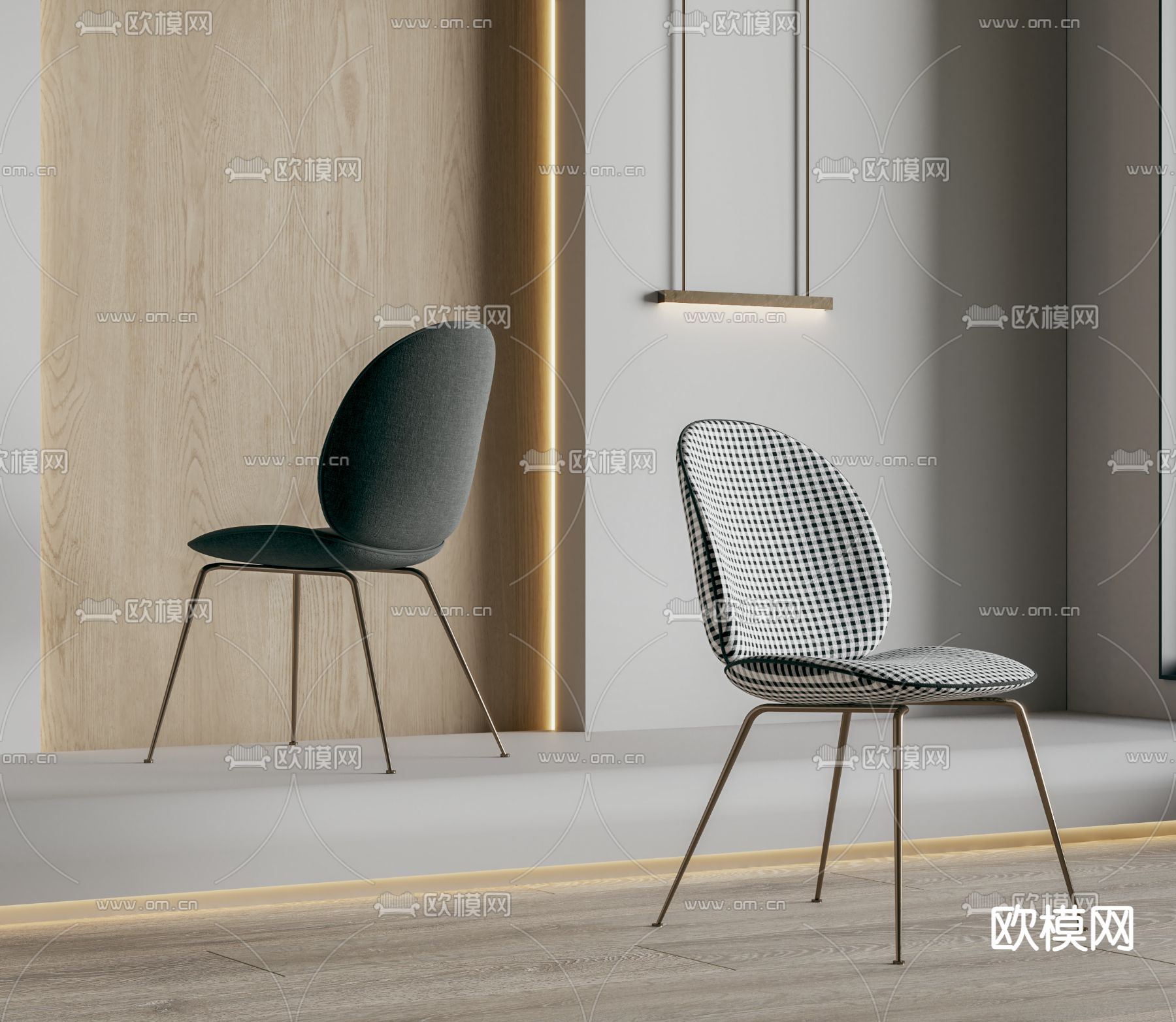 gubi 餐椅 单椅su模型下载（渲染图1）