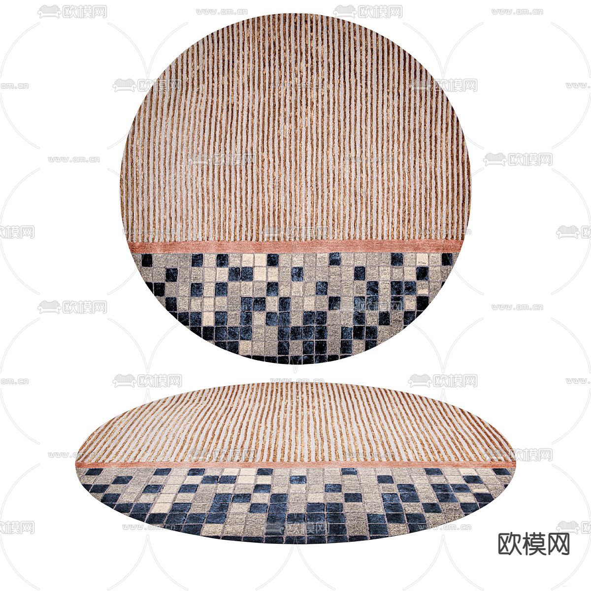 侘寂圆形地毯su模型下载（渲染图1）