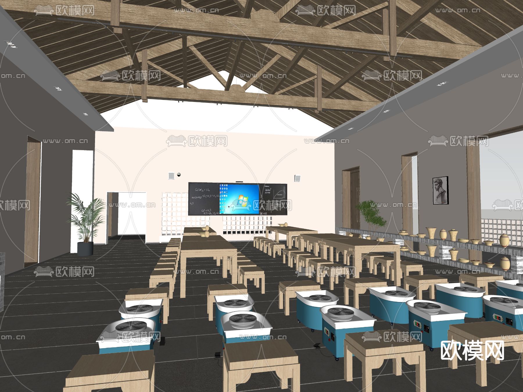 现代陶艺教室su模型