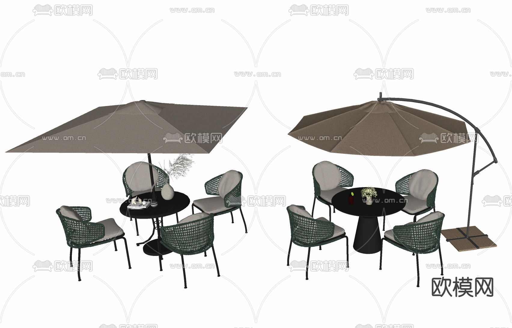 现代户外桌椅su模型下载（渲染图2）