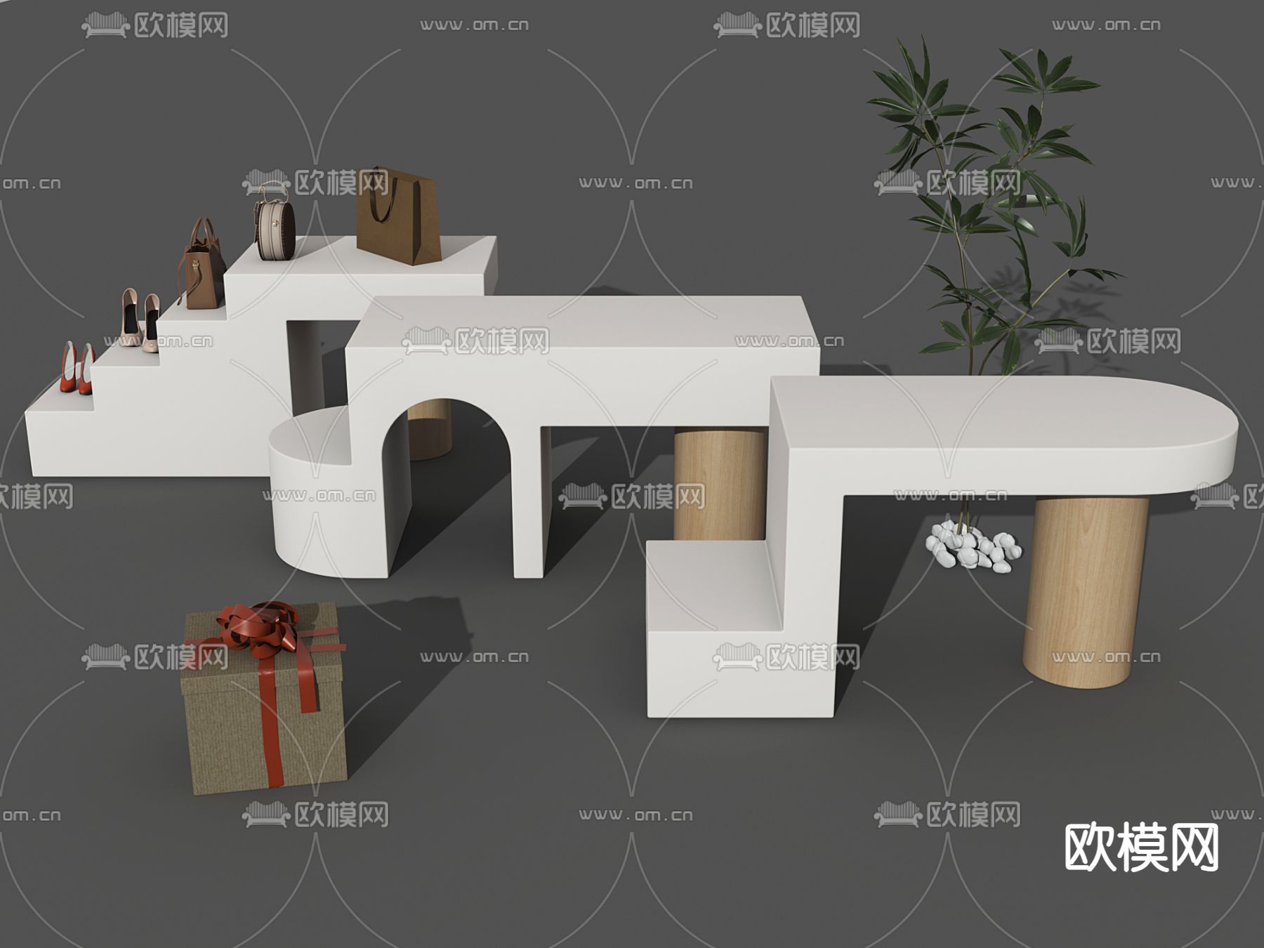 服装店中岛展示台su模型下载（渲染图2）