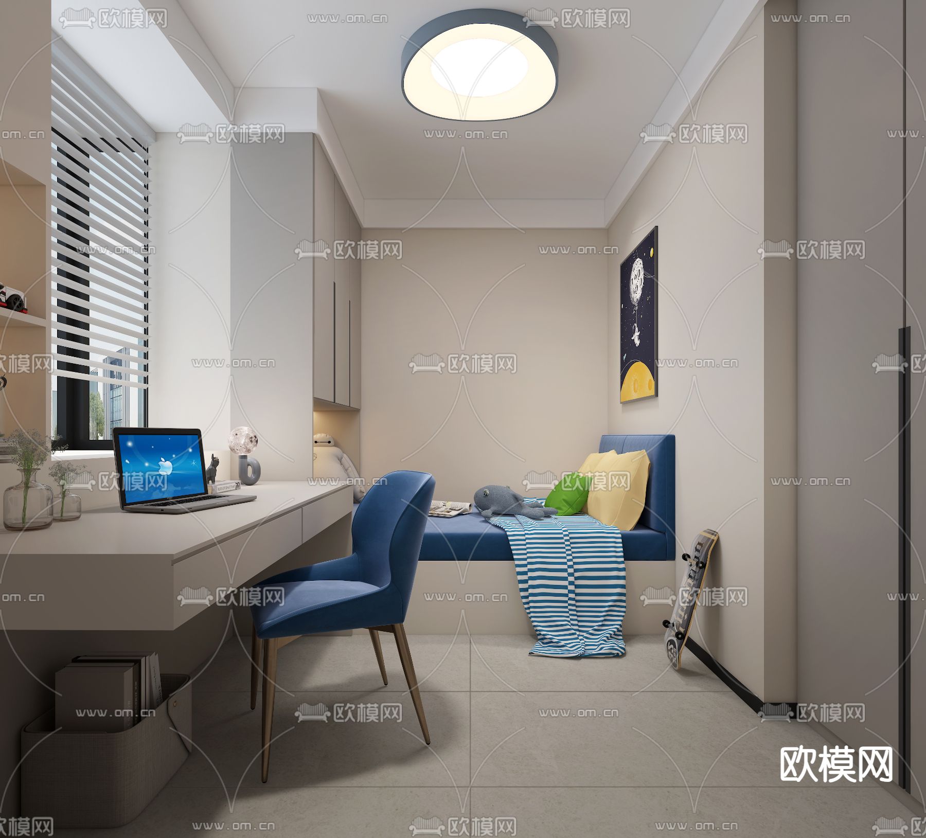 现代儿童房3d模型下载